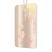 ピンクフラミンゴクラウン、バラ金ゴールド、グリッター乾燥 カーエアーフレッシュナー (左)