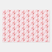 ピンクフラミンゴクリスマスお洒落休暇 ラッピングペーパーシート (正面2)