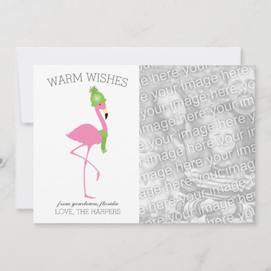 ピンクフラミンゴクリスマスカード シーズンカード (正面)