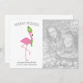 ピンクフラミンゴクリスマスカード シーズンカード (正面/裏面)