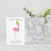 ピンクフラミンゴクリスマスカード シーズンカード (スタンド正面)