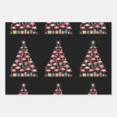 ピンクフラミンゴクリスマスツリーキュートクリスマスホリデー ラッピングペーパーシート (正面)