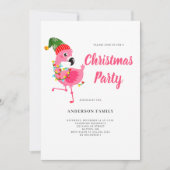 ピンクフラミンゴクリスマスパーティの招待状 招待状 (正面)