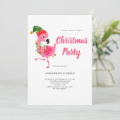 ピンクフラミンゴクリスマスパーティの招待状 招待状 (スタンド正面)