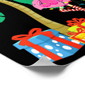 ピンクフラミンゴクリスマスパームツリートロピカルクリスマスフー ポスター (角)