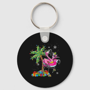 ピンクフラミンゴクリスマスパームツリートロピカルホテル キーホルダー