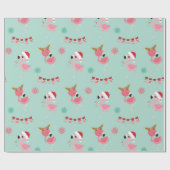 ピンクフラミンゴクリスマスラッピング紙 ラッピングペーパー (フラット)