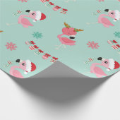 ピンクフラミンゴクリスマスラッピング紙 ラッピングペーパー (角)