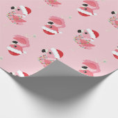 ピンクフラミンゴクリスマスラッピング紙 ラッピングペーパー (角)