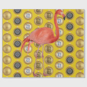 ピンクフラミンゴクリスマスラッピング紙 ラッピングペーパー (フラット)