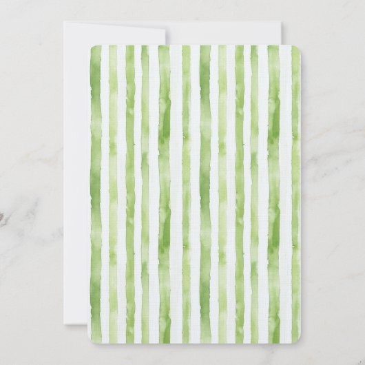 ピンクフラミンゴグリーンホワイトストライプブライダルシャワー 招待状 (裏面)