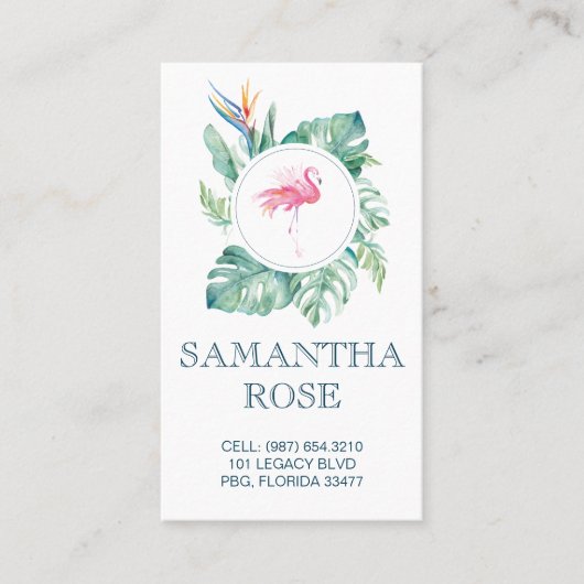 ピンクフラミンゴコースタルママカード 名刺 (正面)