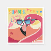 ピンクフラミンゴサマーパーティー スタンダードカクテルナプキン (正面)