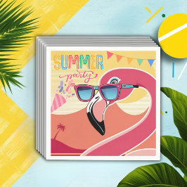 ピンクフラミンゴサマーパーティー スタンダードカクテルナプキン