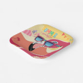 ピンクフラミンゴサマーパーティー ペーパープレート (傾斜あり)