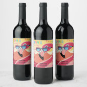 ピンクフラミンゴサマーパーティー ワインラベル (ボトル)