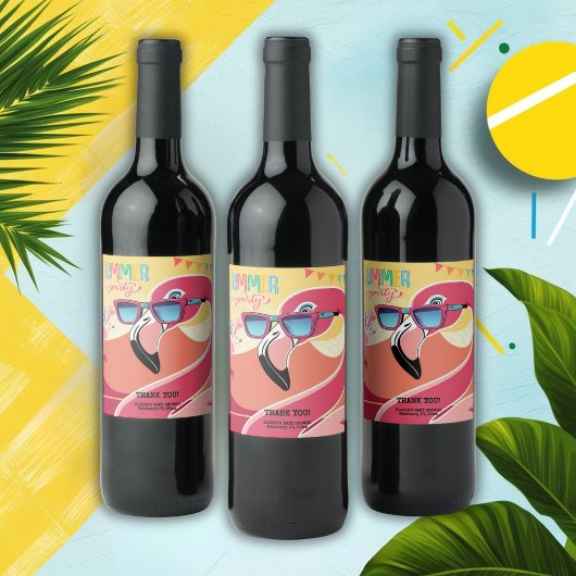 ピンクフラミンゴサマーパーティー ワインラベル