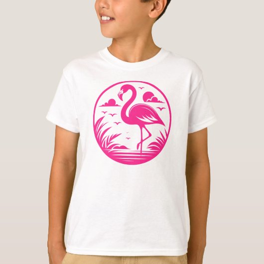 ピンクフラミンゴサマーリングデザイン-68730 Tシャツ (正面)
