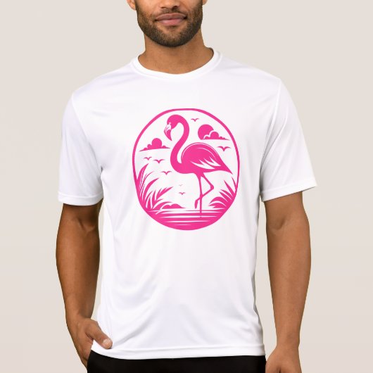 ピンクフラミンゴサマーリングデザイン-68730 Tシャツ (正面)
