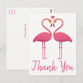 ピンクフラミンゴサンキュートロピッ結婚カルブライダル ポストカード (正面/裏面)