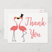 ピンクフラミンゴサンキュートロピッ結婚カルブライダル ポストカード (正面/裏面)