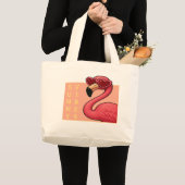 ピンクフラミンゴサンシャインビジュー ラージトートバッグ (正面(商品))