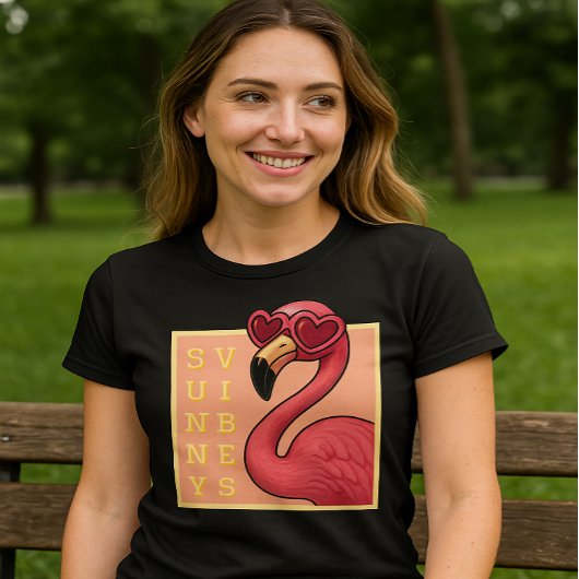 ピンクフラミンゴサンシャインビジュー Tシャツ