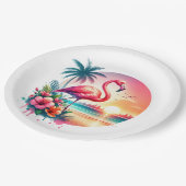 ピンクフラミンゴサンセットクリップアート ペーパープレート (アングル)