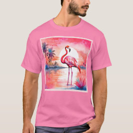 ピンクフラミンゴサンセット Tシャツ