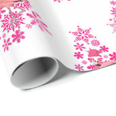 ピンクフラミンゴサンタスノーフレーククリスマスツリー ラッピングペーパー (ロールコーナー)