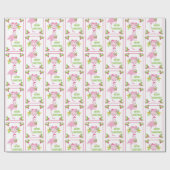 ピンクフラミンゴサンタハットキャンディキャンズパターン ラッピングペーパー (フラット)