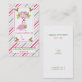 ピンクフラミンゴサンタハットキャンディーキャンディーキャンアンドホリー 名刺 (正面/裏面)