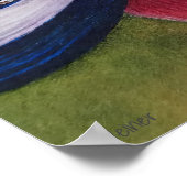 ピンクフラミンゴサンハットエルミットカニの水色16x20 ポスター (角)