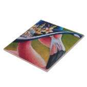 ピンクフラミンゴサンハットハーミットカニ水彩芸術 タイル (側面)