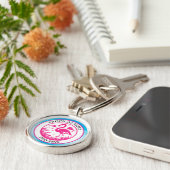 ピンクフラミンゴサークルデザイン-68730 キーホルダー (側面)