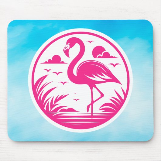 ピンクフラミンゴサークルデザイン-68730 マウスパッド (正面)