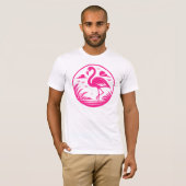 ピンクフラミンゴサークルデザイン-68730 Tシャツ (正面フル)