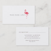 ピンクフラミンゴシンプルシックな名刺 予約カード (正面/裏面)