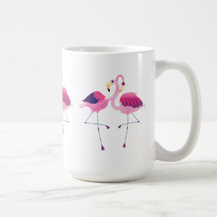 ピンクフラミンゴスイラストレーション コーヒーマグカップ
