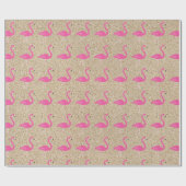 ピンクフラミンゴスオンビーチサンドラッピング紙 ラッピングペーパー (フラット)