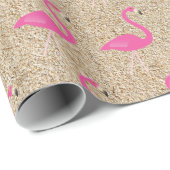 ピンクフラミンゴスオンビーチサンドラッピング紙 ラッピングペーパー (ロールコーナー)