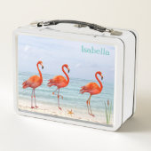 ピンクフラミンゴスオンビーチ メタルランチボックス (裏面)