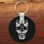 ピンクフラミンゴスカル乳がん認識度 キーホルダー (正面)