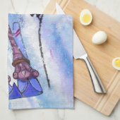 ピンクフラミンゴスキーアキッチンタオル – おもしろい絵画ズ キッチンタオル (四つ折り)