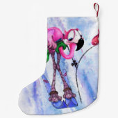 ピンクフラミンゴスキーヤークリスマスストッキング漫画 スモールクリスマスストッキング (裏面)