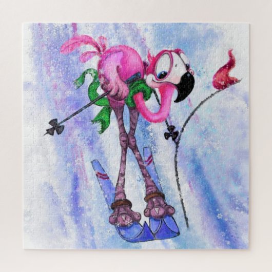 ピンクフラミンゴスキーヤージグソーアニメパズル ジグソーパズル (縦)
