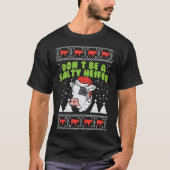 ピンクフラミンゴスクリスマスパームツリートロピカルクリスマスS Tシャツ (正面)