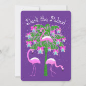ピンクフラミンゴスクリスマスパームパーソナライズされたツリー カード (正面)