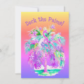 ピンクフラミンゴスクリスマスパームパーソナライズされたツリー カード (正面)