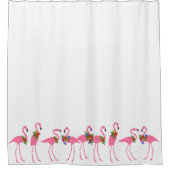 ピンクフラミンゴスクリスマスホームデコール シャワーカーテン (正面)